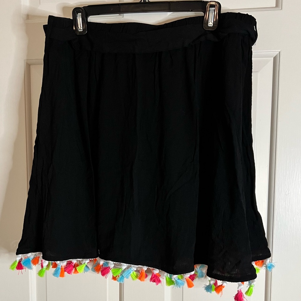 ⭐️Host Pick x2⭐️ Shein black skirt or beach cover with colorful tassels - Picture 3 of 4
